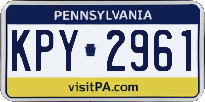 PA license plate KPY2961