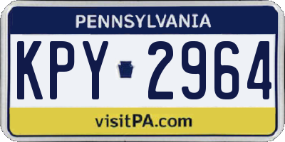 PA license plate KPY2964