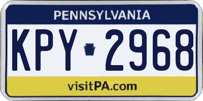 PA license plate KPY2968