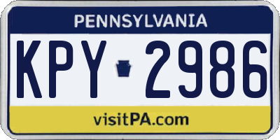 PA license plate KPY2986