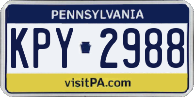 PA license plate KPY2988