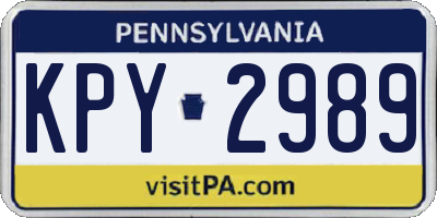 PA license plate KPY2989