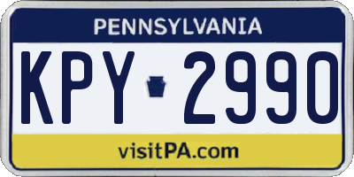 PA license plate KPY2990