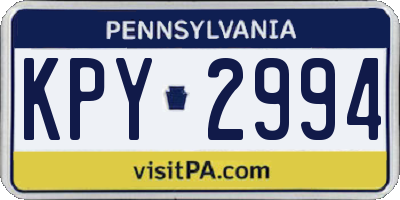 PA license plate KPY2994