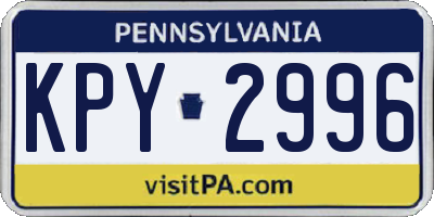 PA license plate KPY2996