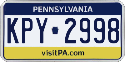 PA license plate KPY2998