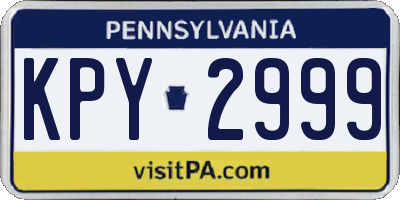 PA license plate KPY2999
