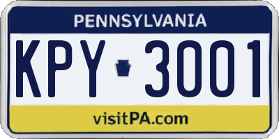 PA license plate KPY3001