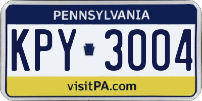 PA license plate KPY3004