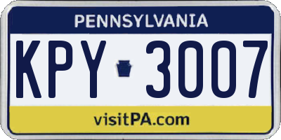 PA license plate KPY3007