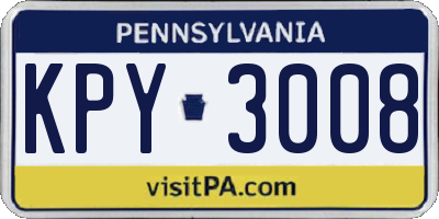 PA license plate KPY3008