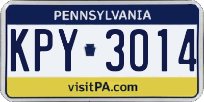 PA license plate KPY3014