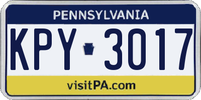 PA license plate KPY3017