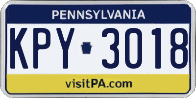 PA license plate KPY3018