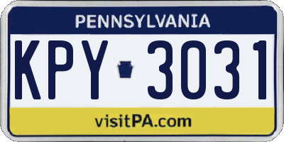 PA license plate KPY3031