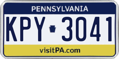 PA license plate KPY3041