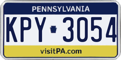 PA license plate KPY3054