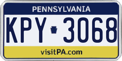 PA license plate KPY3068