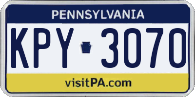PA license plate KPY3070