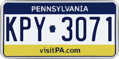 PA license plate KPY3071