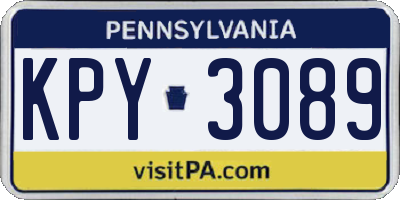 PA license plate KPY3089