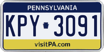 PA license plate KPY3091
