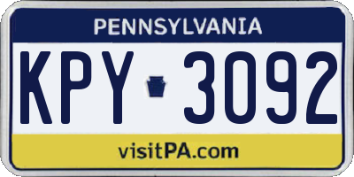 PA license plate KPY3092