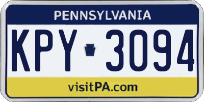 PA license plate KPY3094