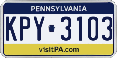 PA license plate KPY3103