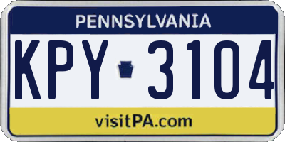PA license plate KPY3104