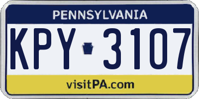 PA license plate KPY3107