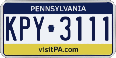 PA license plate KPY3111