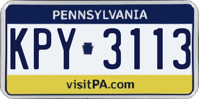 PA license plate KPY3113