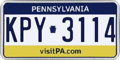 PA license plate KPY3114