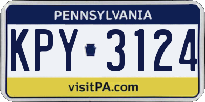 PA license plate KPY3124