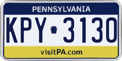 PA license plate KPY3130