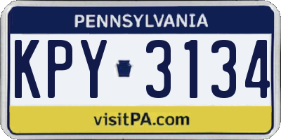 PA license plate KPY3134