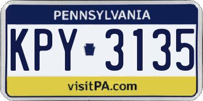 PA license plate KPY3135