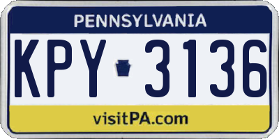 PA license plate KPY3136