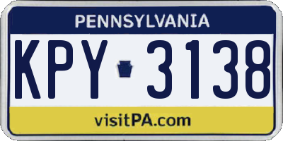 PA license plate KPY3138