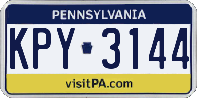 PA license plate KPY3144