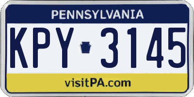 PA license plate KPY3145