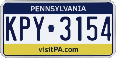 PA license plate KPY3154