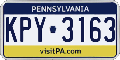 PA license plate KPY3163