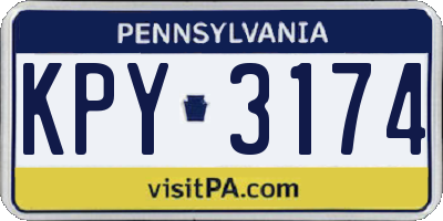 PA license plate KPY3174