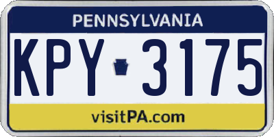 PA license plate KPY3175