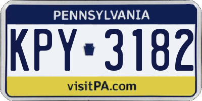 PA license plate KPY3182