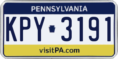PA license plate KPY3191