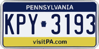 PA license plate KPY3193