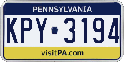 PA license plate KPY3194